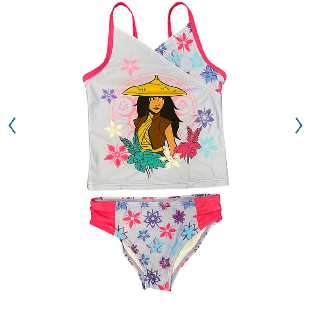 Girls Disney RAYA Tankini Too & Bottom Swimsuit Set Size 5/6